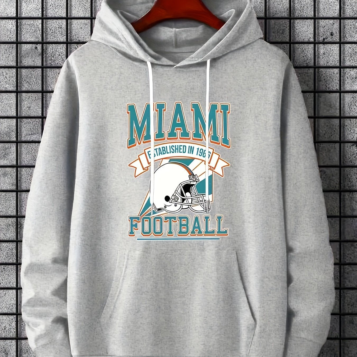 Miami Helmet Print Hoodies for Men Graphic Hoodie with Kangaroo Pocket