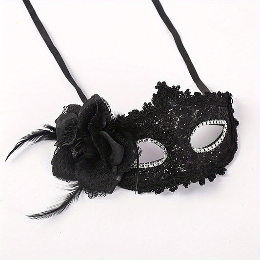 Faux Leather Flower Mask Venetian Masquerade Party Dance Mask