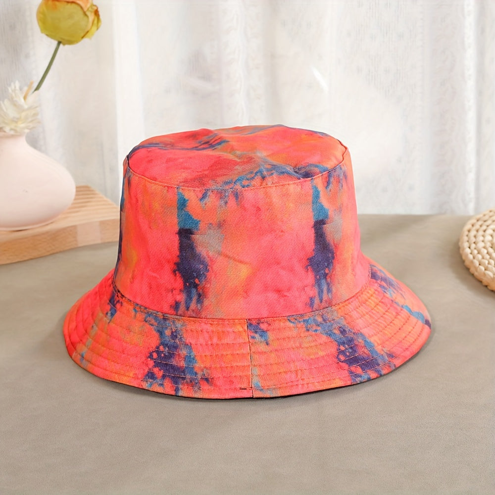Unisex Foldable Sunshade Bucket Hat - Colorful Printed Double Sided Sun Hat