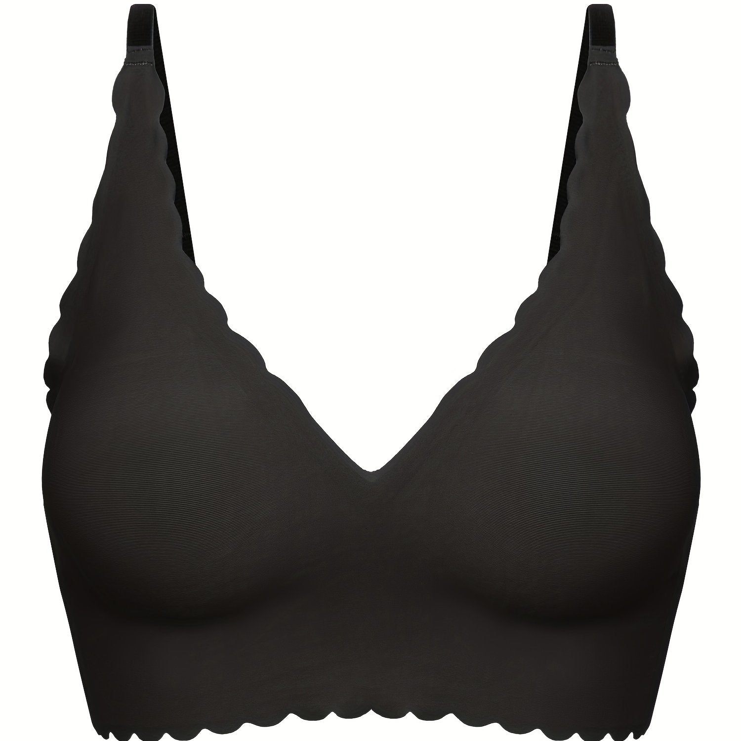 Scallop Trim Wireless Bra Skin-Friendly Seamless Lingerie