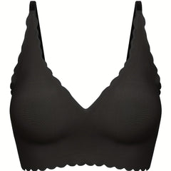 Scallop Trim Wireless Bra Skin-Friendly Seamless Lingerie