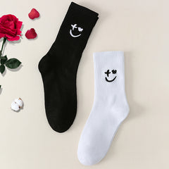 Smiling Face Pattern Mid Tube Socks Women's Stockings & Hosiery