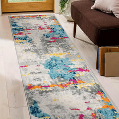 Modern Abstract Runner Rug Soft Non Slip Machine Washable Stair Carpet