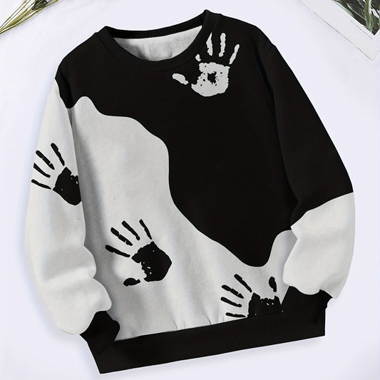 Yinyang Palm Sweatshirt Crew Neck Long Sleeve for Sports
