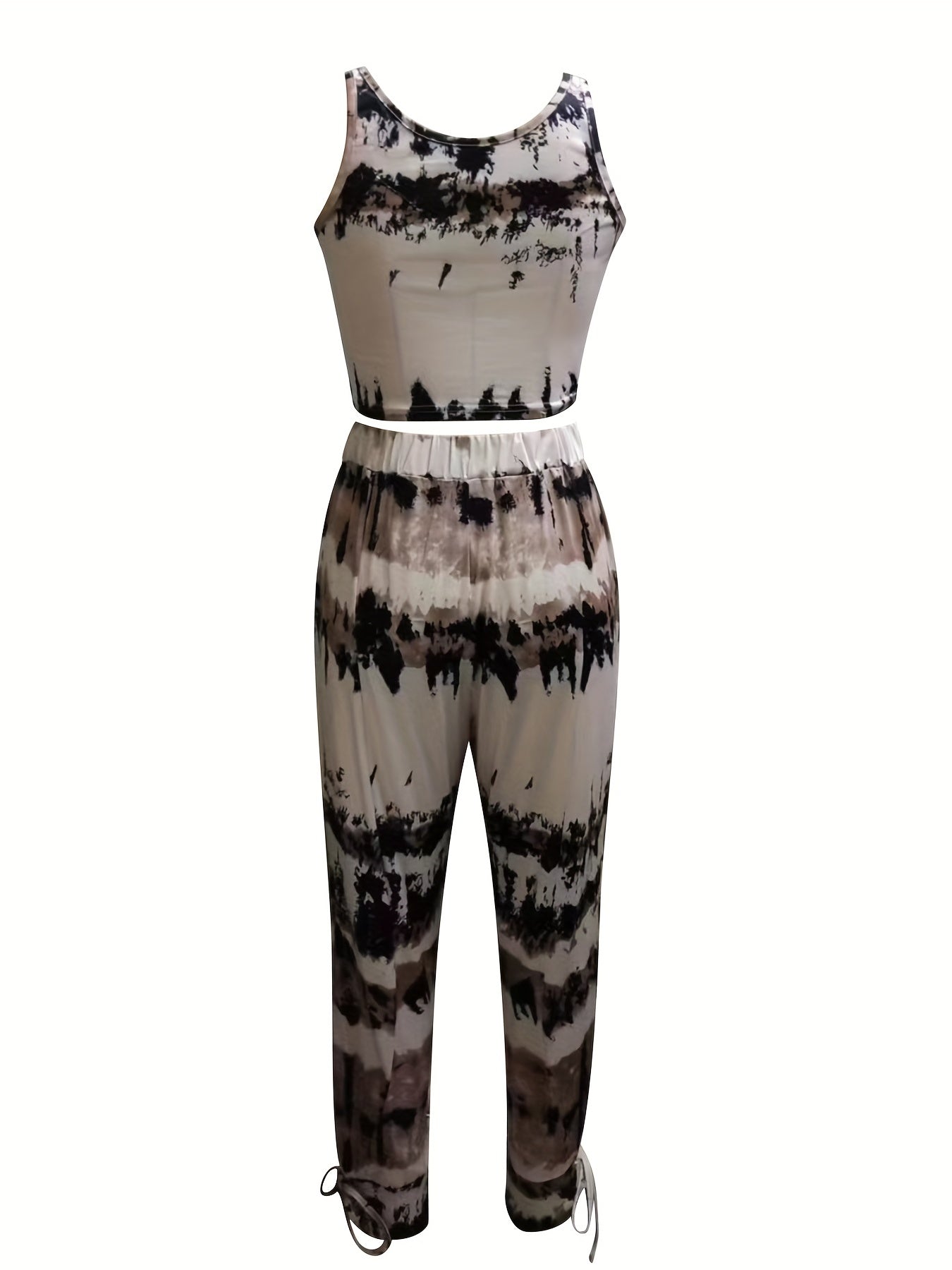 Tie Dye Crop Tank Top & Pants Set Casual Outfit Women's Clothing