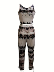 Tie Dye Crop Tank Top & Pants Set Casual Outfit Women's Clothing