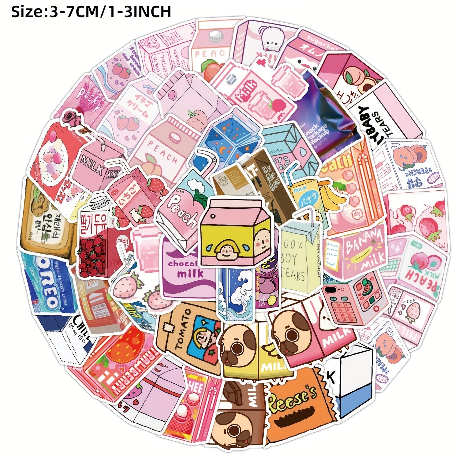 50pcs Pink Beverage Packaging Graffiti Stickers DIY Decor Waterproof Diary Stick
