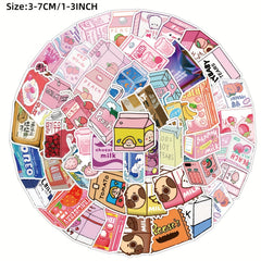 50pcs Pink Beverage Packaging Graffiti Stickers DIY Decor Waterproof Diary Stick