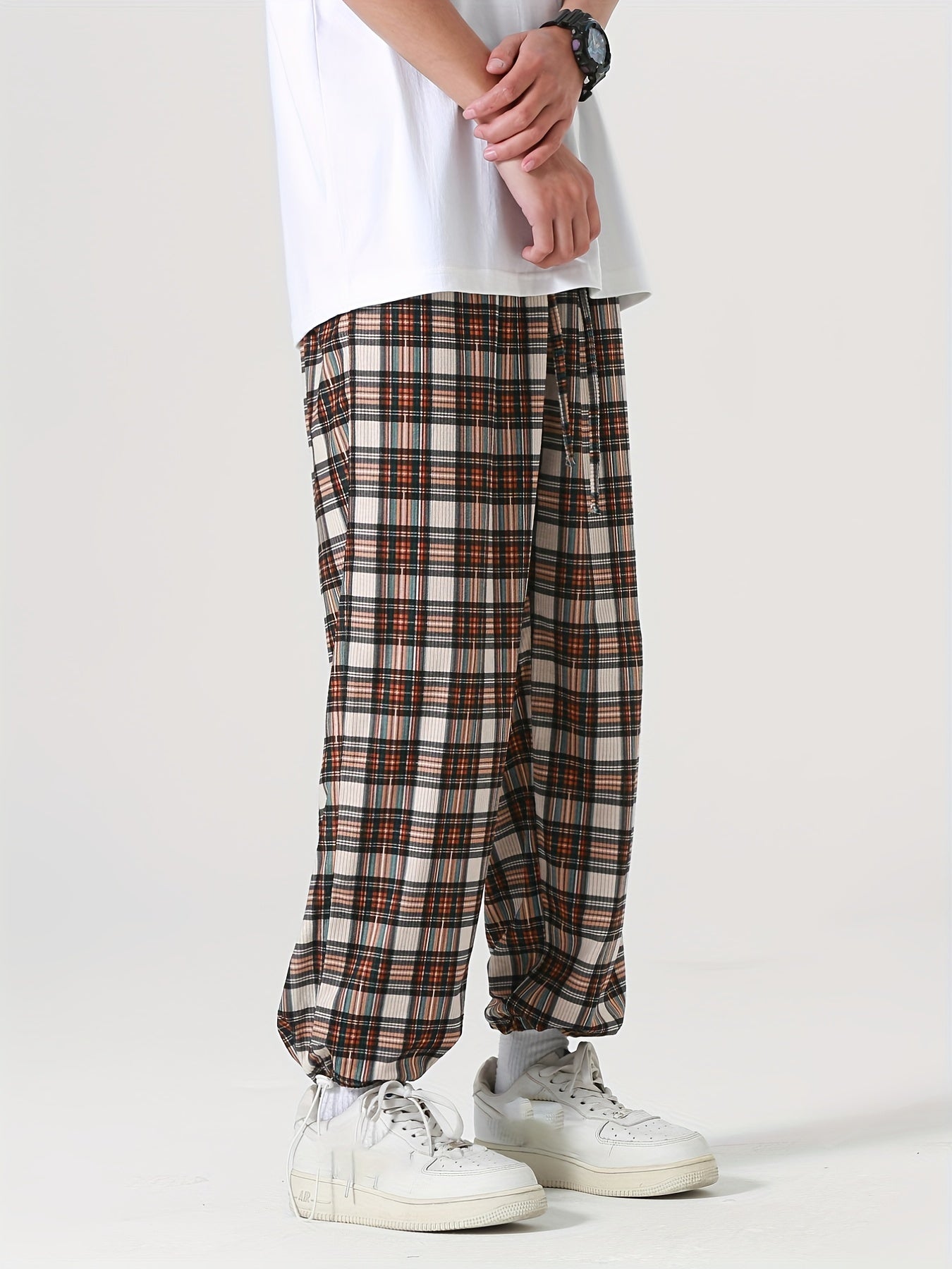 Men's Plaid Casual Cropped Pants