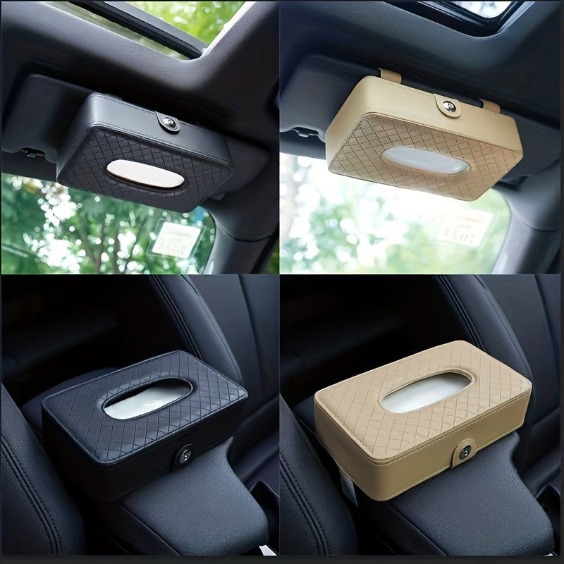 Car Tissue Box PU Leather Sunshield Auto Accessories Car Interior Supplies