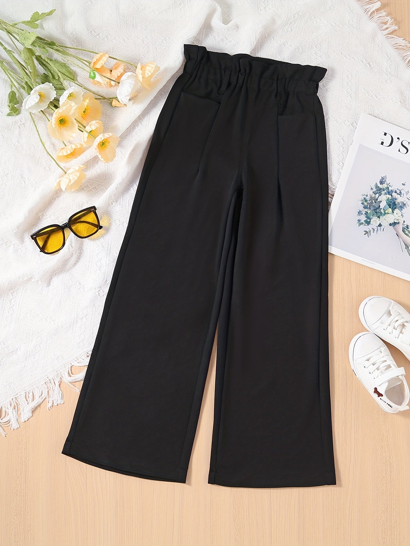 Girls High Waist Wide Leg Pants Kids Spring Summer Clothes