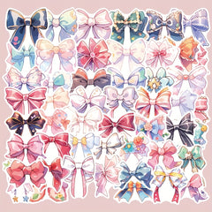 50pcs Cartoon Bow Decorative Stickers Waterproof DIY