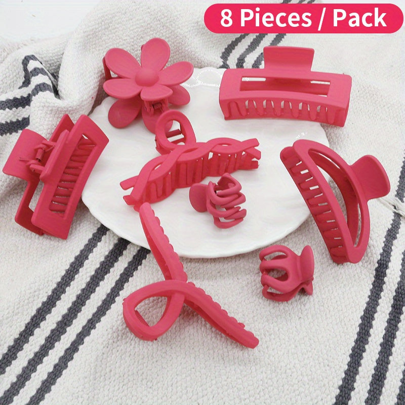 8pcs Plain Hair Clips Claw Clips Girls Hair Accessories