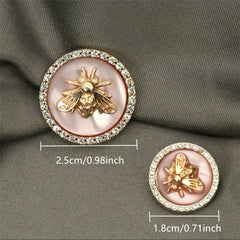 10pcs Bee Pattern Buttons Coat Rhinestones Sewing Accessories for Women
