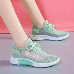 Women's Daisy Mesh Low Top Sneakers Breathable Lace Up Running Shoes