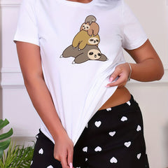 Cartoon Animal Short Sleeve Sleep Top