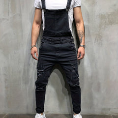 Ripped Overalls Men's Street Style Denim Pants