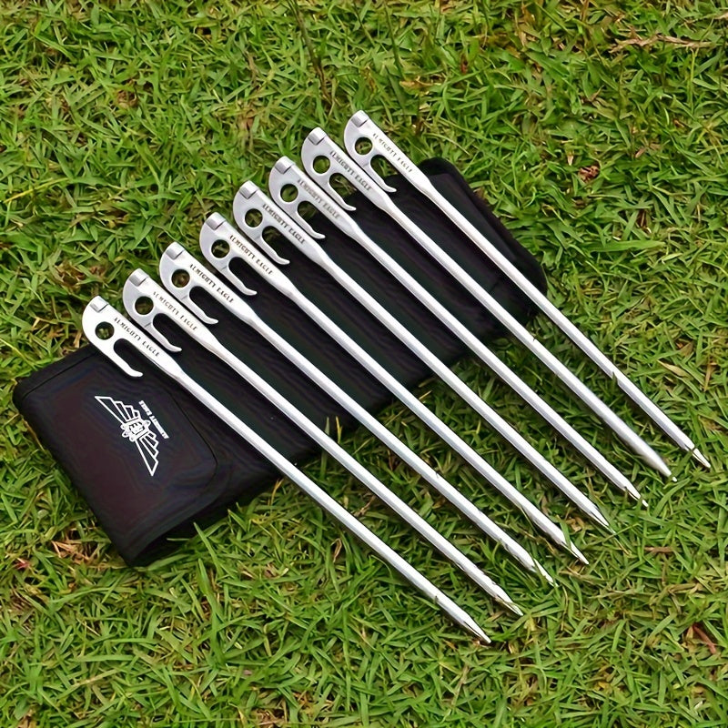 8pcs 420 Stainless Steel High Strength Ground Nails for Outdoor Camping Tent
