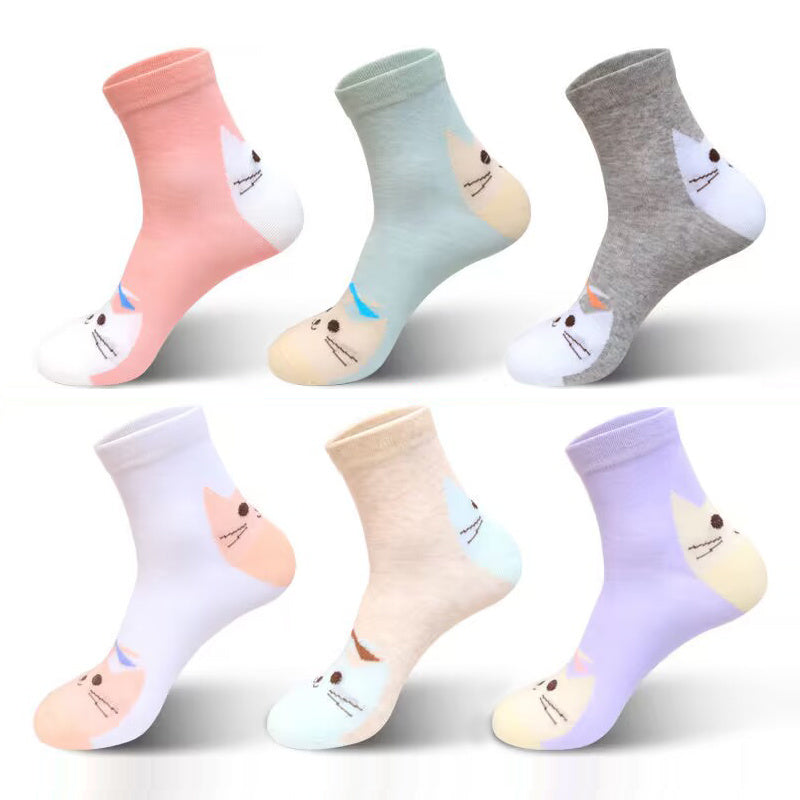 6 Pairs Soft Kitty Socks for Women