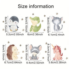 6pcs Kids Room Cartoon Animal Stickers for Fun Decor