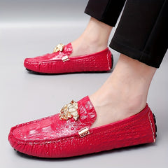 Men's Crocodile Print Slip On Loafers