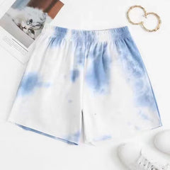 Women's Tie Dye Dolphin Shorts with Knot Waist