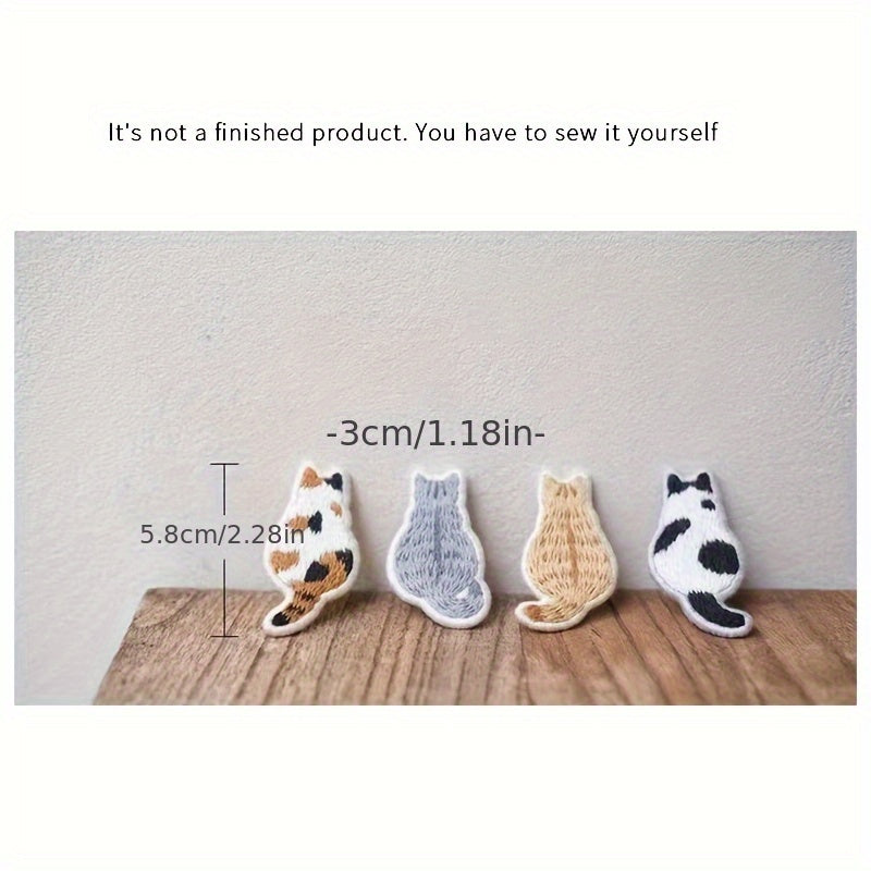 4pcs DIY Embroidery Cat Brooch Material Package Pin Self-sewn Small Handicraft