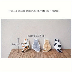 4pcs DIY Embroidery Cat Brooch Material Package Pin Self-sewn Small Handicraft