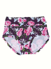 4 Pack Women's Plus Floral Print Soft Briefs Set