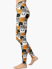 Cats Print Stretch Yoga Fitness Leggings