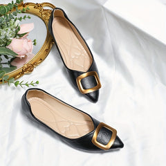 Women's Buckle Decor Flat Shoes Point Toe Soft Sole Shoes Lightweight