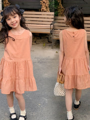Girl's Polka Dot Princess Dress Sleeveless Crew Neck Summer Clothing