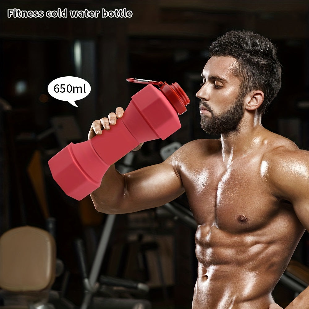 650ml Dumbbell Shaped Water Bottle Silicone Leakproof Cup