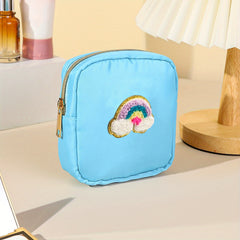 Chenille Patched Sanitary Napkin Storage Bag Zipper Pouch