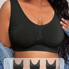 3 Pack Plus Size Sports Bras Set Women's Plus Solid Seamless Breathable Yoga Bra