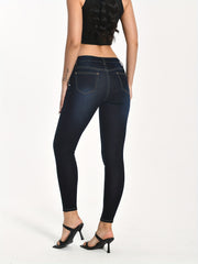 High Stretch Skinny Jeans Water Ripple Embossed Denim Pants