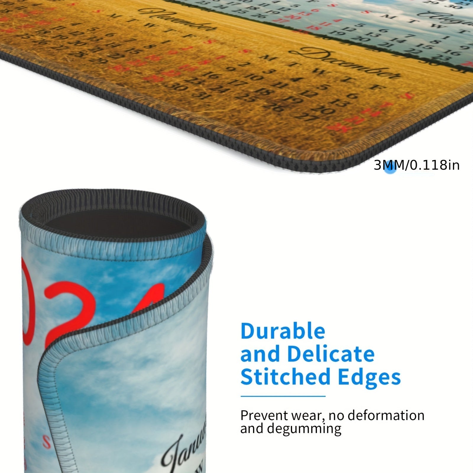 2022 Calendar Mouse Pad Non Slip Rubber Base Laptop Desk Mat