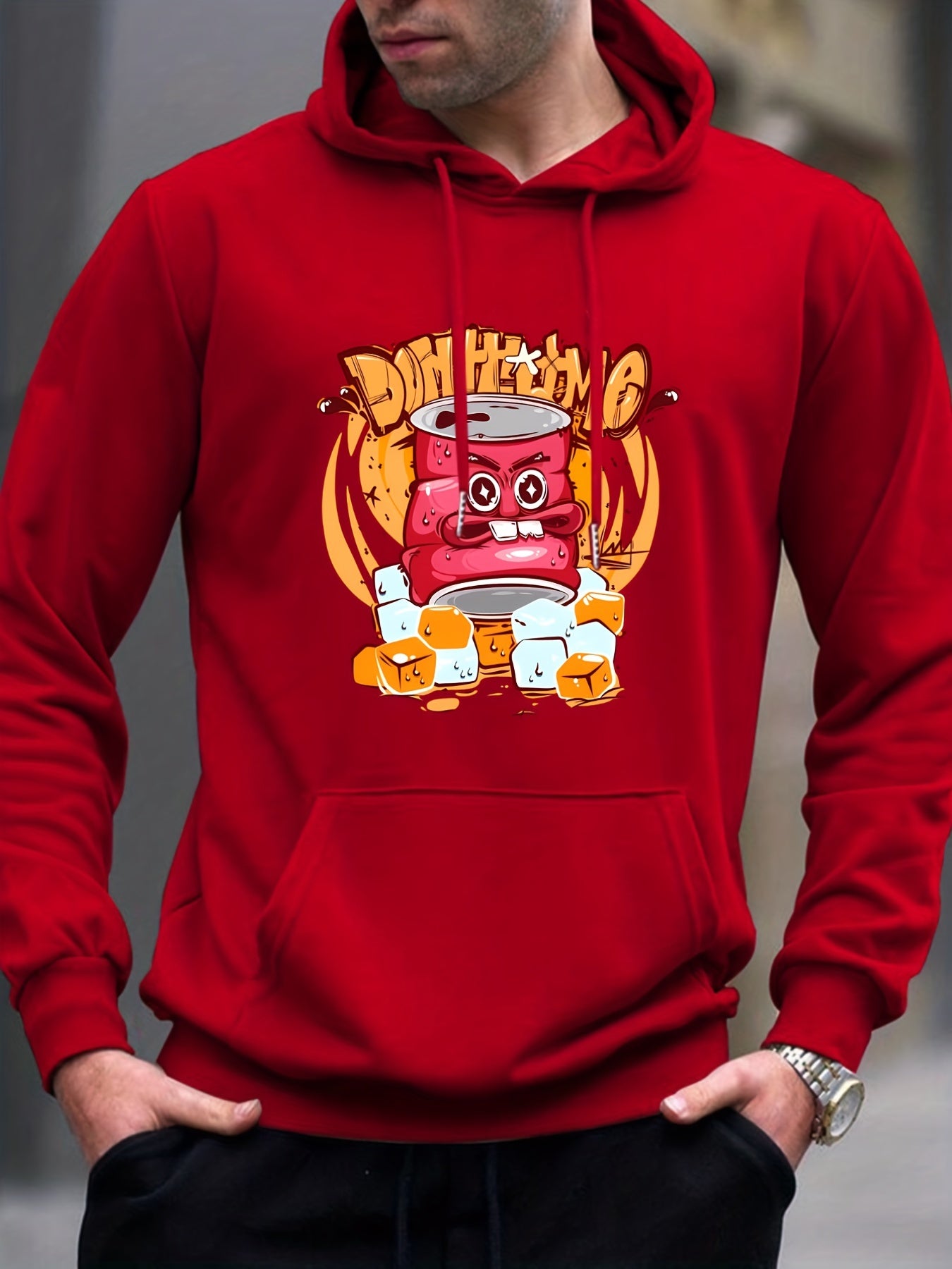 Funny Comic Cans Print Hoodie for Men