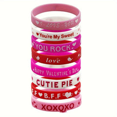 8pcs Love Pattern Silicone Bracelet Gift Party Bracelet Set