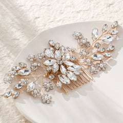 Bridal Flower Hair Comb Faux Pearl Leaf Shape Wedding Hair Accessories