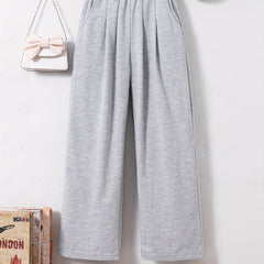 Girls' Wide Leg Plain Pants Trousers for Street Outfits