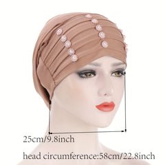 Solid Layer Turban Hijab Cap Flower Decor Head Scarf Lightweight Bonnet