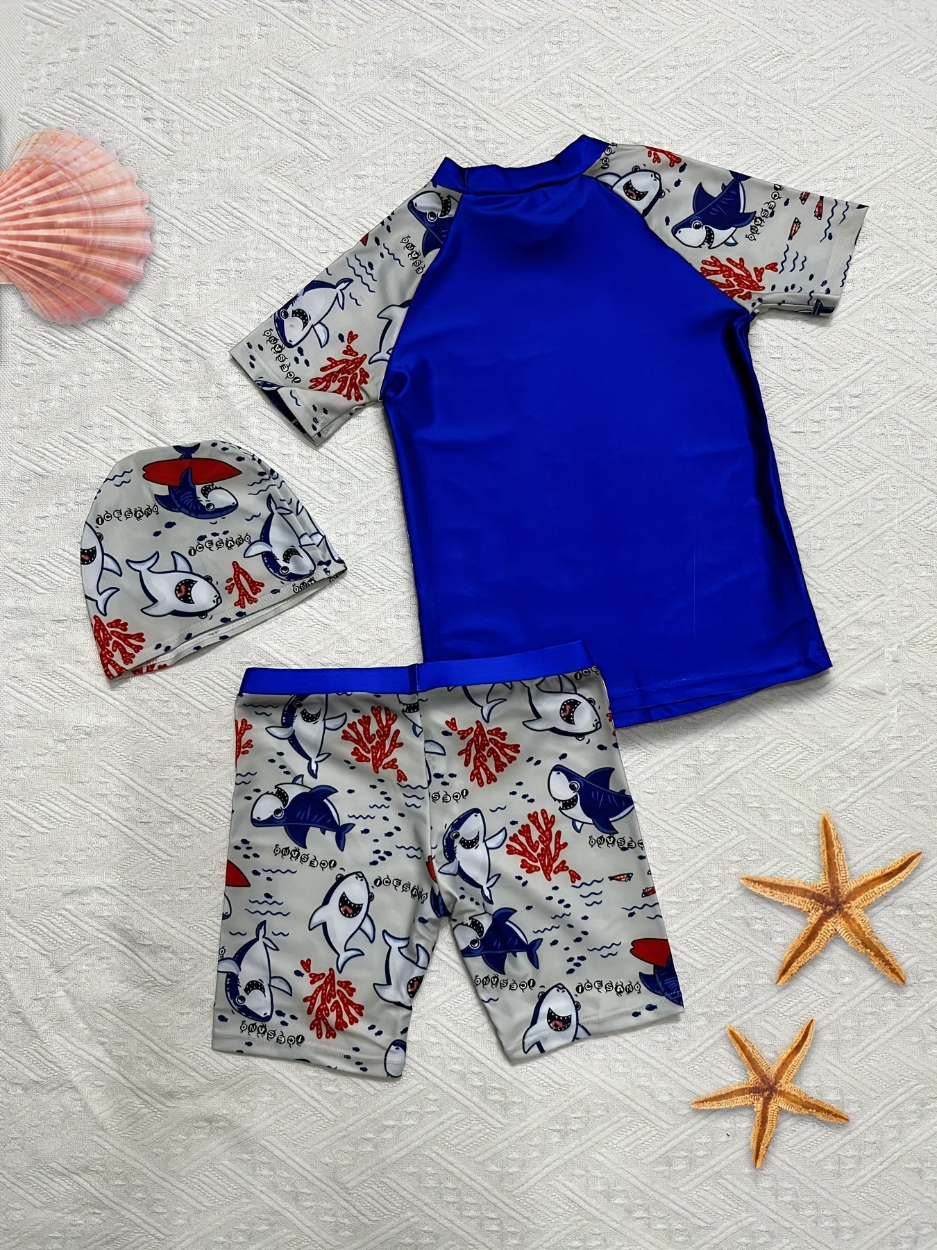Toddler Boys Shark Graphic Surfing Set Summer Beach Clothes Bathing Suits