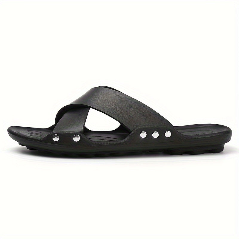 Men's Solid Slides Casual Non Slip Slippers Open Toe Shoes