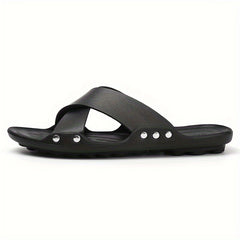 Men's Solid Slides Casual Non Slip Slippers Open Toe Shoes