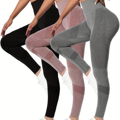 3pc High Waist Butt Lifting Yoga Leggings - Women's Activewear