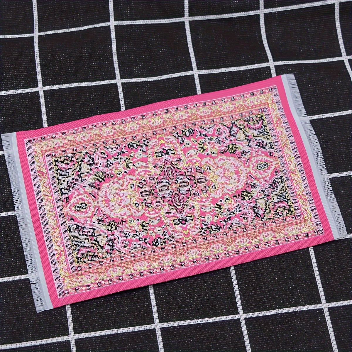 Handcrafted Dollhouse Rug Colorful Spring Scene Decor