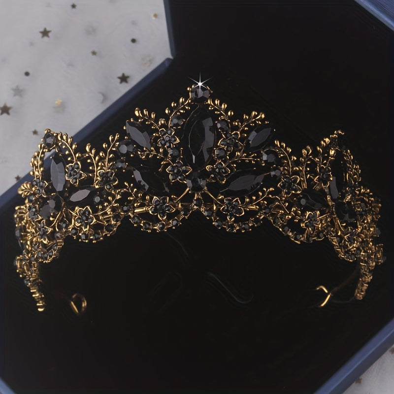 Baroque Style Crystal Crown Earrings Necklace Set