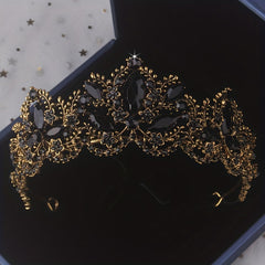 Baroque Style Crystal Crown Earrings Necklace Set