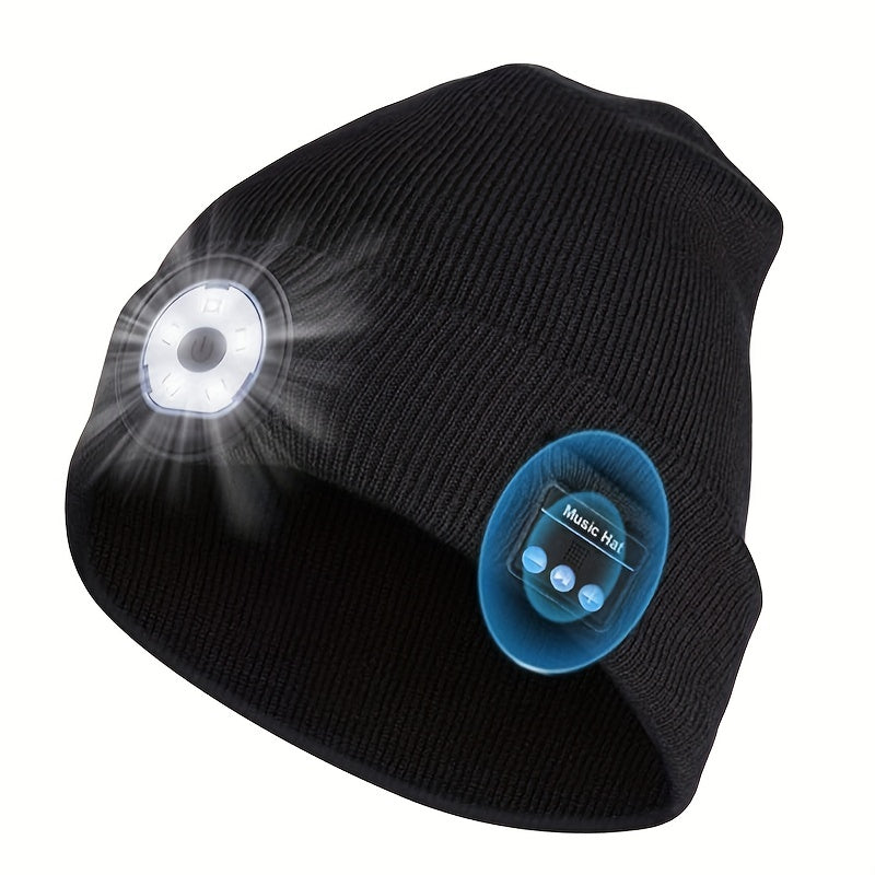 LED Light Knitted Music Cap with Headphone Speaker